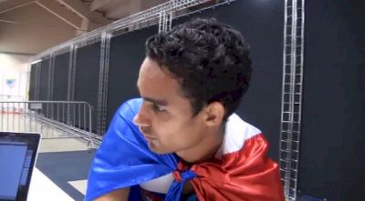 Luguelin Santos tries his english after 400m bronze at Moscow World Champs 2013