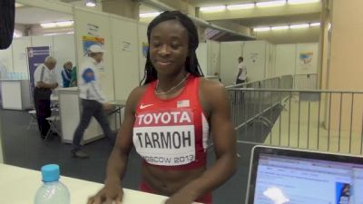 Jeneba Tarmoh training for two rounds in one day at Moscow World Champs 2013