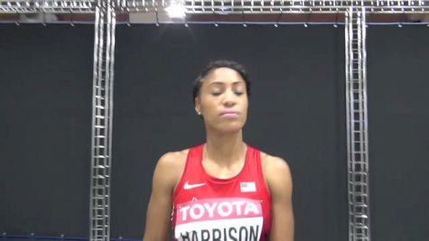 Queen Harrison with Princess Leia look thru 100H prelims at Moscow World Champs 2013