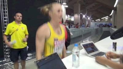 Sally Pearson all business as she watches Rollins' prelim at Moscow World Champs 2013