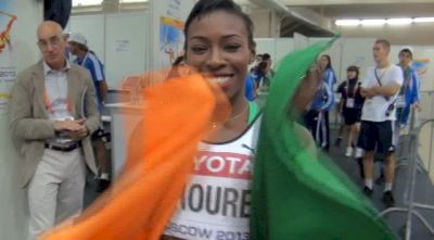 Murielle Ahoure so happy with double silver medals at Moscow World Champs 2013