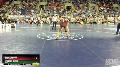 136 lbs Cons. Round 3 - Haleigh Carr, Minot vs Grace Lemar, Central Cass