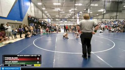 79 lbs Cons. Round 4 - Tyson Blake, Davis Wrestling Club vs Tatum Berry, Sanderson Wrestling Academy