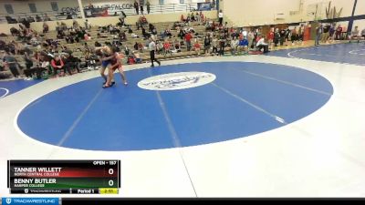 157 lbs Cons. Round 4 - Tanner Willett, North Central College vs Benny Butler, Harper College