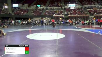 137 lbs Quarterfinal - Landree Aurand, Ruis Wrestling Academy vs Isiah Haugen, Williston Coyotes