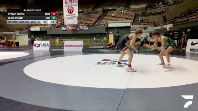 Cadet Boys Lower - 138 lbs Cons. Round 6 - Jack Rowe, Liberty Ranch High School Wrestling vs Philip Hong, Dark Knight Wrestling Club