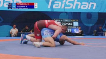 97 kg Final 3-5 - Konstantine Petriashvili, Georgia vs Nikolaos Karavanos, Greece