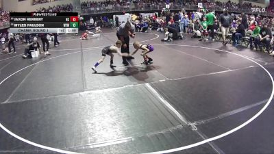 53 lbs Champ. Round 1 - Myles Paulson, Wolverine Youth Wrestling vs Jaxon Herbert, Battle Creek
