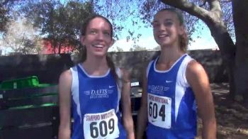 Girl's seeded winner Fiona O'Keeffe and 6th placer Sofia Castiglioni of Davis Senior HS post-race at 2013 Stanford XC Invitational