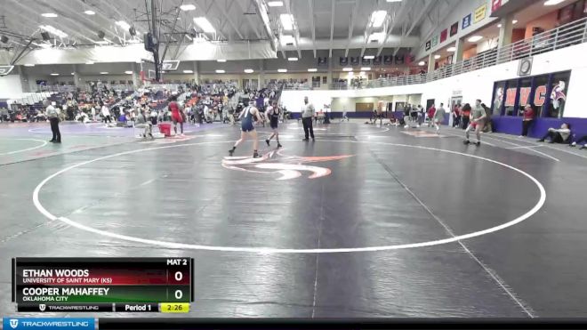 133 lbs Semifinal - Cooper Mahaffey, Oklahoma City vs Ethan Woods, University Of Saint Mary (KS)