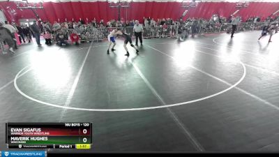 120 lbs Champ. Round 1 - Maverik Hughes, Wisconsin vs Evan Sigafus, Warrior Youth Wrestling