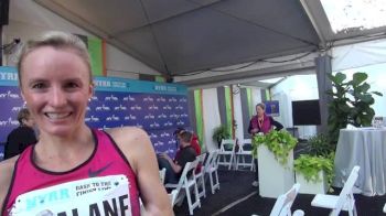 Shalane Flanagan hard effort before marathon study session at NYRR Dash 5k 2013