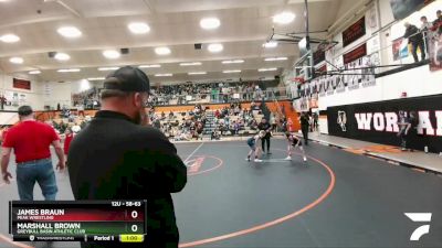 58-63 lbs Cons. Round 1 - Marshall Brown, Greybull Basin Athletic Club vs James Braun, Peak Wrestling