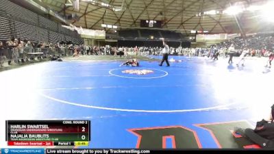 100 lbs Cons. Round 2 - Harlin Swartsel, Okanogan Underground Wrestling Club vs Najalia Baublits, Team Aggression Wrestling Club