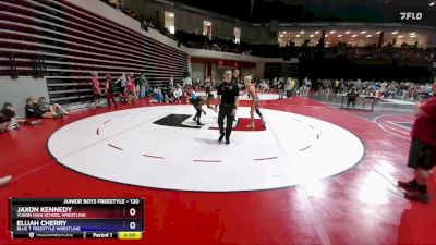 120 lbs Semifinal - Jaxon Kennedy, Yukon High School Wrestling vs Elijah Cherry, Blue T Freestyle Wrestling