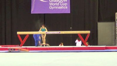 Vanessa Ferrari looking strong on beam during Glasgow Podium Training