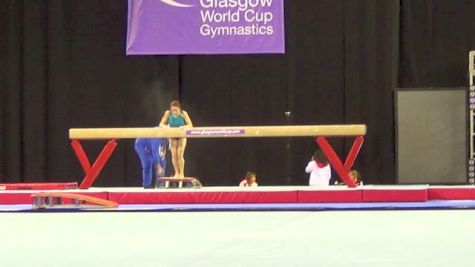 Vanessa Ferrari looking strong on beam during Glasgow Podium Training