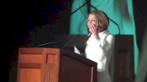 Sarah Hall accepts 2013 Foot Locker Hall of Fame Award