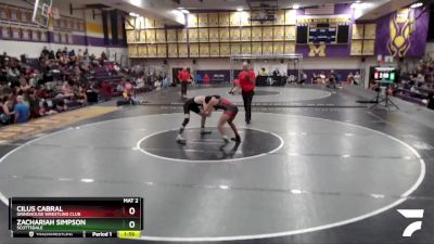 126 lbs Cons. Round 1 - Cilus Cabral, Grindhouse Wrestling Club vs Zachariah Simpson, Scottsdale