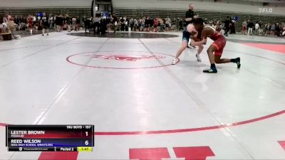 157 lbs Quarterfinal - Lester Brown, Missouri vs Reed Wilson, Nixa High School Wrestling