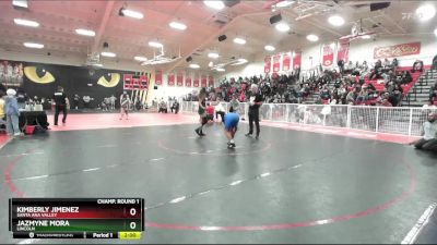 130 lbs Champ. Round 1 - Kimberly Jimenez, Santa Ana Valley vs Jazmyne Mora, Lincoln