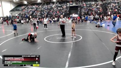 52 lbs Quarterfinal - Giuseppe Manzitto, Gretna Youth Wrestling Club vs Ryder Harryman, Plains Elite