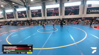 50 lbs Cons. Round 3 - Zoe Barnhardt, Takedown-City Wrestling vs Elijah Flores, Jflo Trained