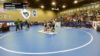 157 lbs Cons. Round 4 - Connor Bates, Woodlake vs Anthony Diaz, Mt. Whitney