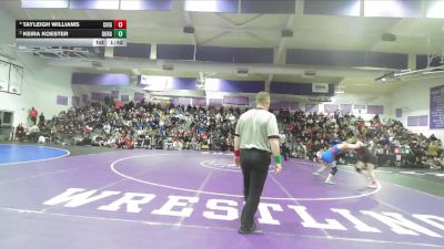 Girls 127 lbs 1st Place Match - Tayleigh Williams, Chico Girls vs Keira Koester, Durham Girls
