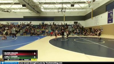 77 lbs Champ. Round 1 - Oliver Wilson, Spokane Wrestling vs Carly Cogger, Team Real Life Wrestling