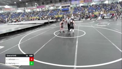 100 lbs Consi Of 8 #2 - Jaxen Johnson, Wolfpack vs Quentin Hartung, Moffat County Youth Wrestling