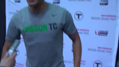 Ashton Eaton great start, but has a faulty 4th step in 60m at 2014 New Balance GP