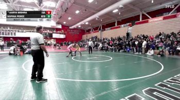 115 lbs Cons. Round 4 - Aarya Mishra, Foothill (Pleasanton) vs Sophia Perez, Mt Eden