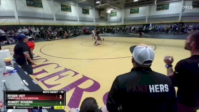 70 lbs Cons. Round 3 - Ryder Veit, Timber Lake Youth Wrestling vs Robert Rogers, NEWCASTLE FALL GUYS