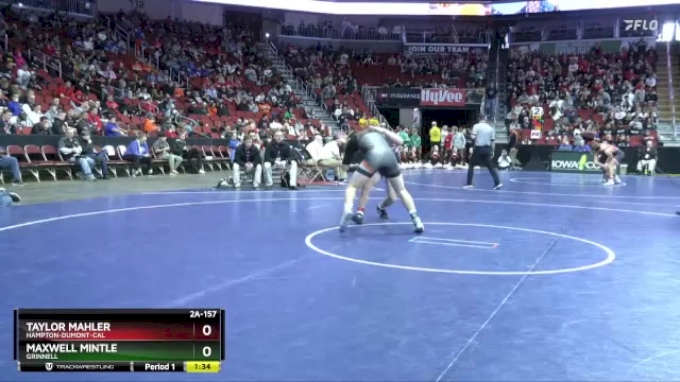 2A-157 lbs Champ. Round 2 - Maxwell Mintle, Grinnell vs Taylor Mahler ...