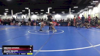 130 lbs 2nd Wrestleback (16 Team) - Greyson Samargia, Alabama vs Braden Williams, Pennsylvania Red
