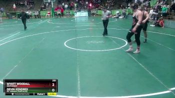 215 lbs Semifinal - Devin Kendrex, Mt. Vernon (Fortville) vs Wyatt Woodall, Southmont