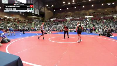 132 lbs Quarterfinal - Maddox Russell, Prairie Grove Youth Wrestling vs Cooper Coe, Mighty Bluebirds Wrestling