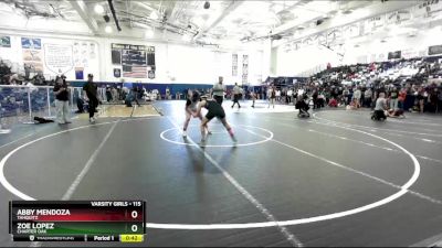 115 lbs 5th Place Match - Zoe Lopez, Charter Oak vs Abby Mendoza, Tahquitz