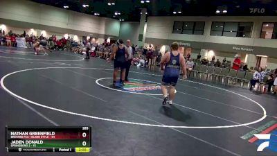 285 lbs Round 3 (6 Team) - Nathan Greenfield, Brevard FCA- Island Style vs Jaden Donald, Springboro 2