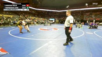 125 Class 2 lbs Cons. Round 2 - Christian Willis, Lafayette (Wildwood) vs Temperance Lowe, Park Hill South