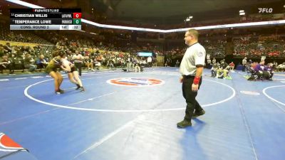 125 Class 2 lbs Cons. Round 2 - Christian Willis, Lafayette (Wildwood) vs Temperance Lowe, Park Hill South