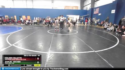 80 lbs Champ. Round 2 - Holden Gillette, Southern Idaho Wrestling Club vs Samuel Archer, Team Real Life