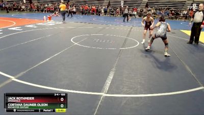 105 lbs Quarterfinal - Jack Rothmeier, Springfield vs Cortana Dauner Olson, Rochester Century