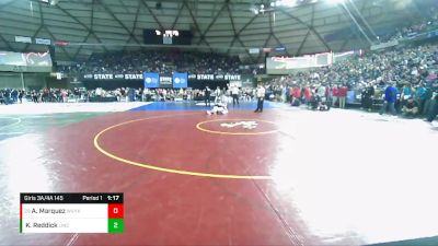 Girls 3A/4A 145 Champ. Round 2 - Aiyana Marquez, West Valley (Yakima) (Girls) vs Kayla Reddick, Lincoln (Tacoma) (Girls)