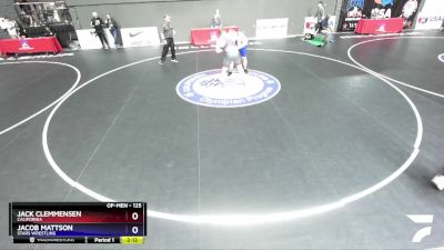 125 lbs Quarterfinal - Jack Clemmensen, California vs Jacob Mattson, Stars Wrestling