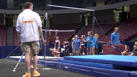 Hallie Mossett Swings Bars, 2014 NCAA Podium Training