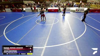 86 lbs Cons. Semi - Rafael Roman-Amador, California vs Simon Bachman, Legacy Wrestling Center