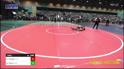 145 lbs Consi Of 64 #2 - Kobe Powell, South Bakersfield High School vs Bryce Chan, Granite Bay