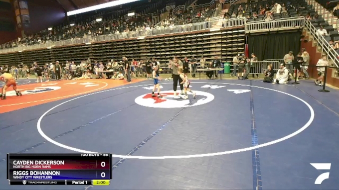 56 lbs Cons. Semi - Cayden Dickerson, North Big Horn Rams vs Riggs ...